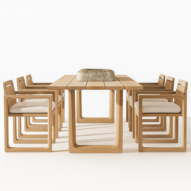 Solenne Atelier Aeris 9-Piece Teak Outdoor Dining Set