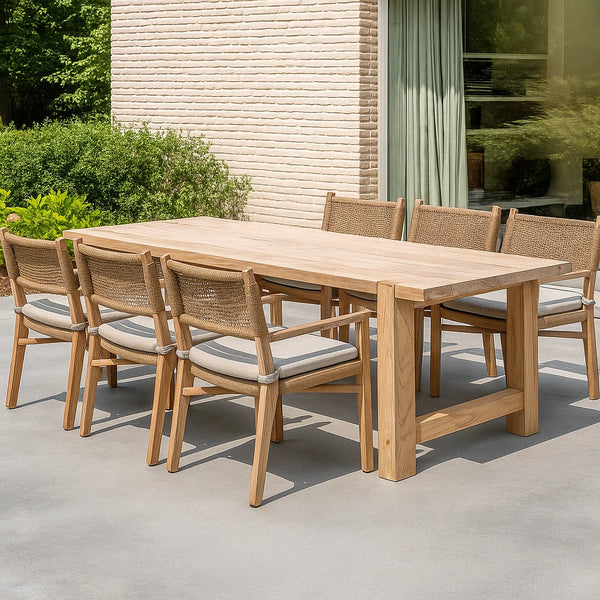 Kestrel & Loom Ridgeway 9-Piece Teak & Woven Rope Dining Set