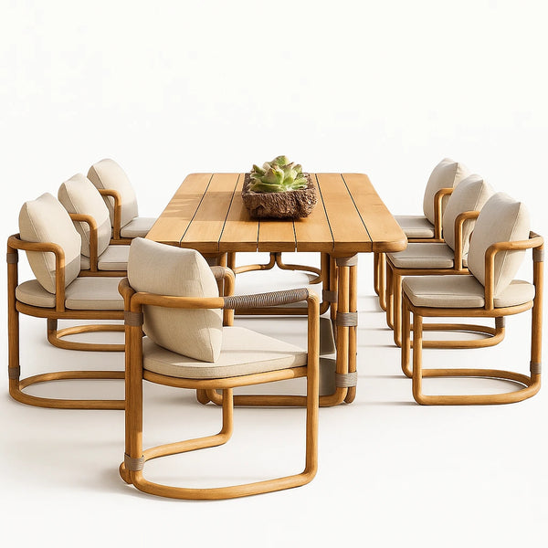Marin & Vale Arco 9-Piece Teak Rope Outdoor Dining Set